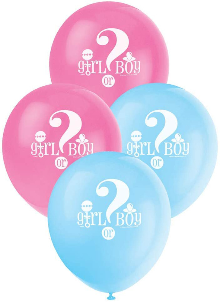 8 PK GENDER REVEAL BABY SHOWER BOY OR GIRL LATEX BALLOONS.